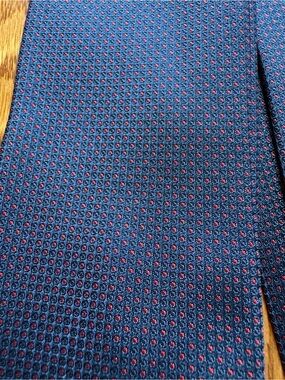 Hugo Boss Men’s Tie Blue Red Geometric Silk Blend Made in Italy